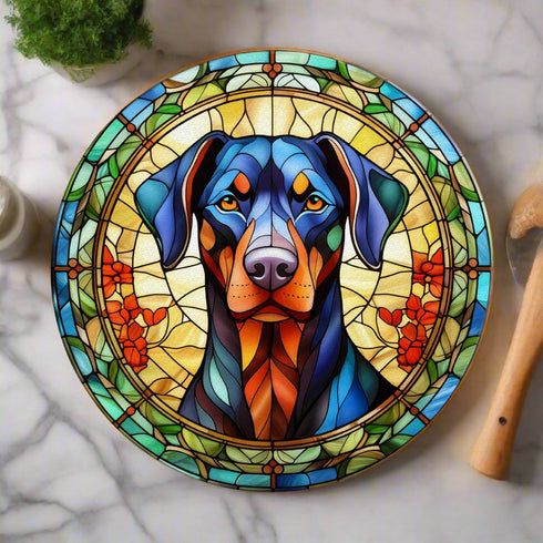 Doberman Glass Suncatcher Worktop Saver